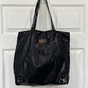 Jimmy Choo Parfums Black Sparkle Faux Snakeskin Large Tote Shoulder Travel Bag